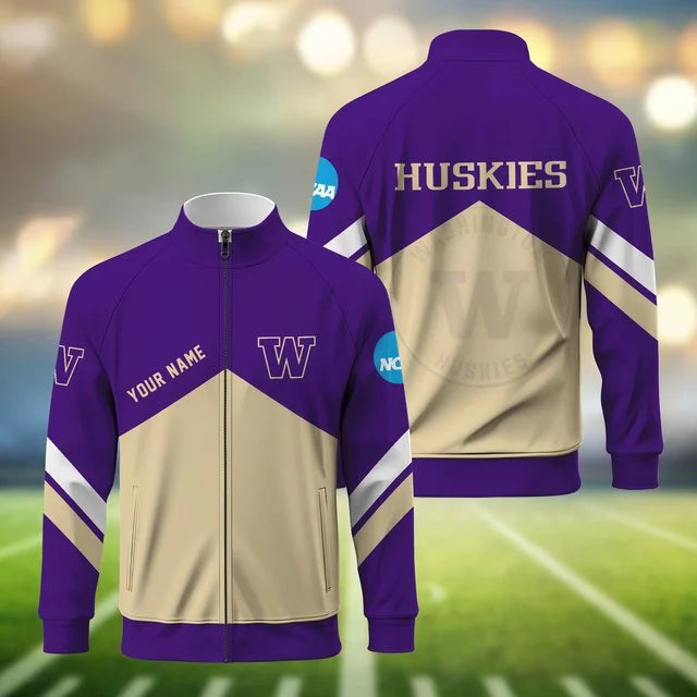 [BIG SALE] PERSONALIZED UNI22 WSH WASHINGTON HUSKIES STAND COLLAR JACKET
