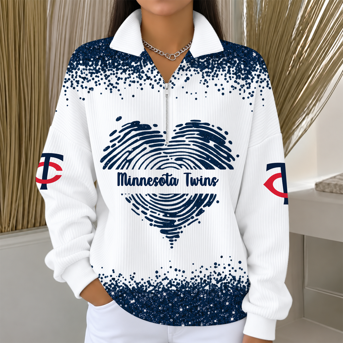 [FLASH SALE] NEW CUSTOMIZED MLB22 MTS THE TWINS QUARTER ZIP RIBBED SWEATER