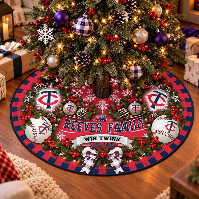 [FLASH SALE] FAMILY NAME & EST. MLB22 MTS THE TWINS CHRISTMAS TREE SKIRT