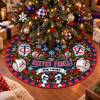 [FLASH SALE] FAMILY NAME & EST. MLB22 MTS THE TWINS CHRISTMAS TREE SKIRT