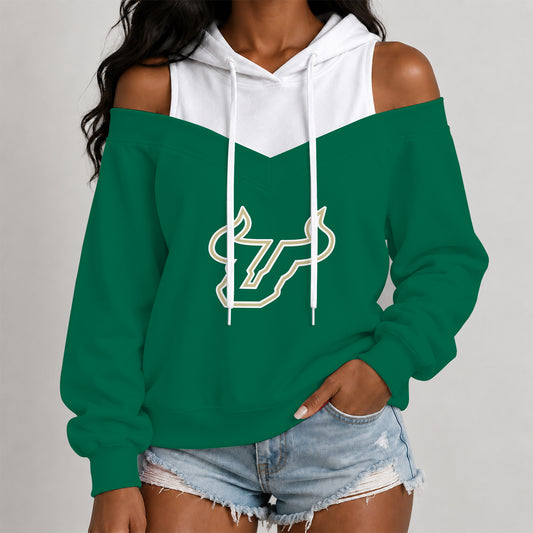 [BIG DEAL] PERSONALIZED UNI22 USF SOUTH FLORIDA BULLS WOMEN'S OFF-SHOULDER HOODIE
