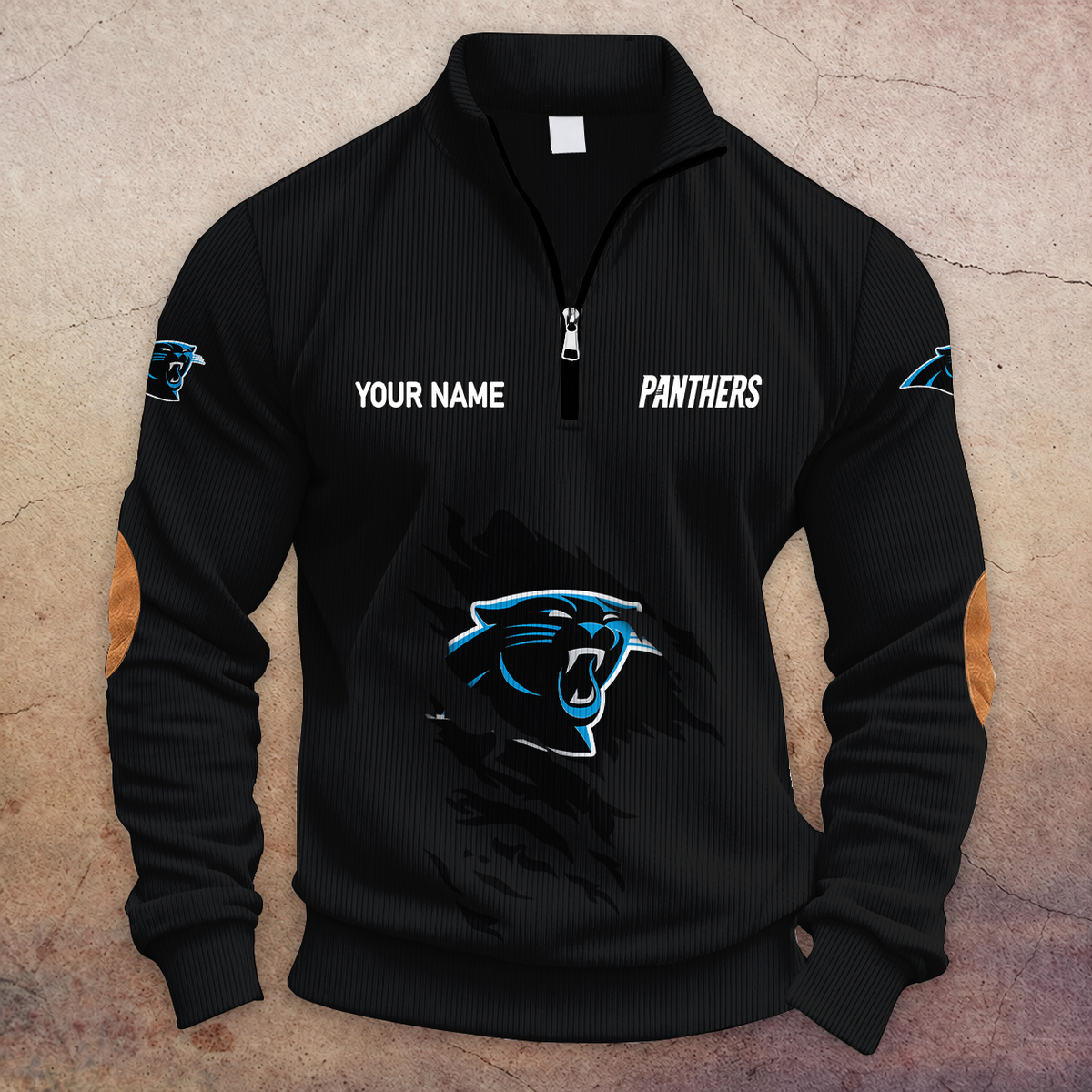 [SPECIAL OFFER] NEW CUSTOMIZED NFL23 CLP CAROLINA PANTHERS MULTICOLOR STRIPED QUATER ZIP SWEATSHIRT