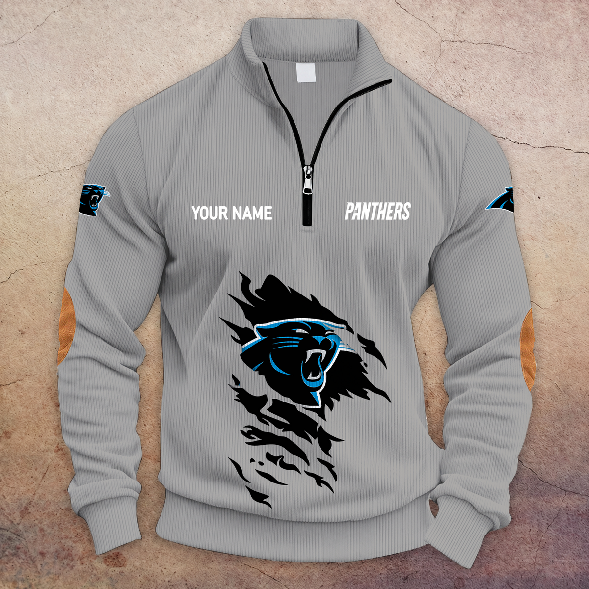 [SPECIAL OFFER] NEW CUSTOMIZED NFL23 CLP CAROLINA PANTHERS MULTICOLOR STRIPED QUATER ZIP SWEATSHIRT