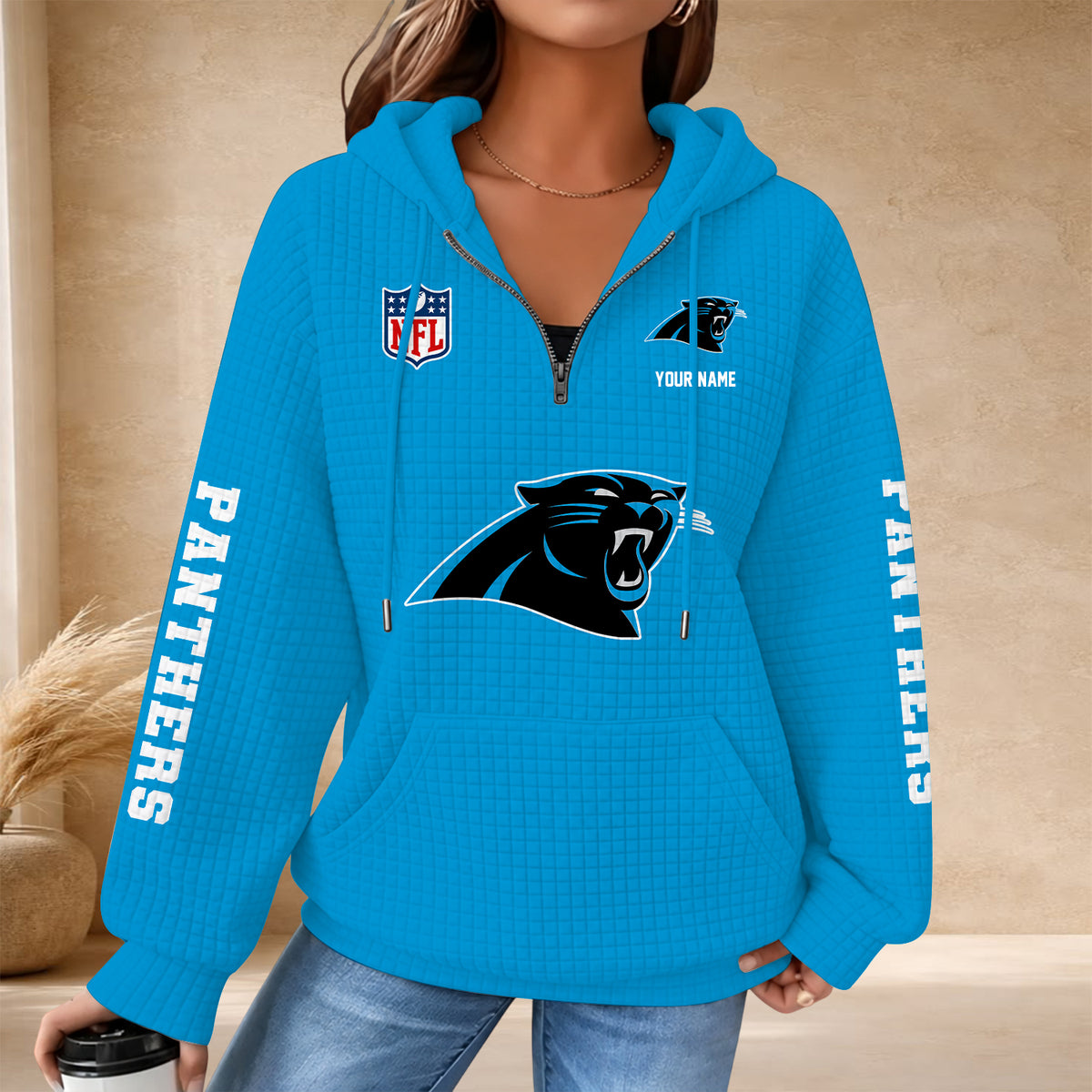 [SPECIAL OFFER] NEW CUSTOMIZED NFL23 CLP THE PANTHERS QUARTER ZIP HOODIE