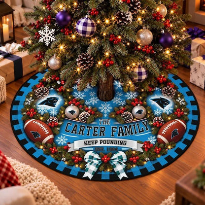 [SPECIAL OFFER] FAMILY NAME & EST. NFL23 CLP THE PANTHERS CHRISTMAS TREE SKIRT