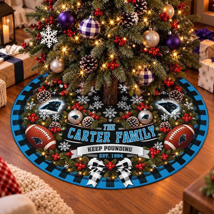 [SPECIAL OFFER] FAMILY NAME & EST. NFL23 CLP THE PANTHERS CHRISTMAS TREE SKIRT