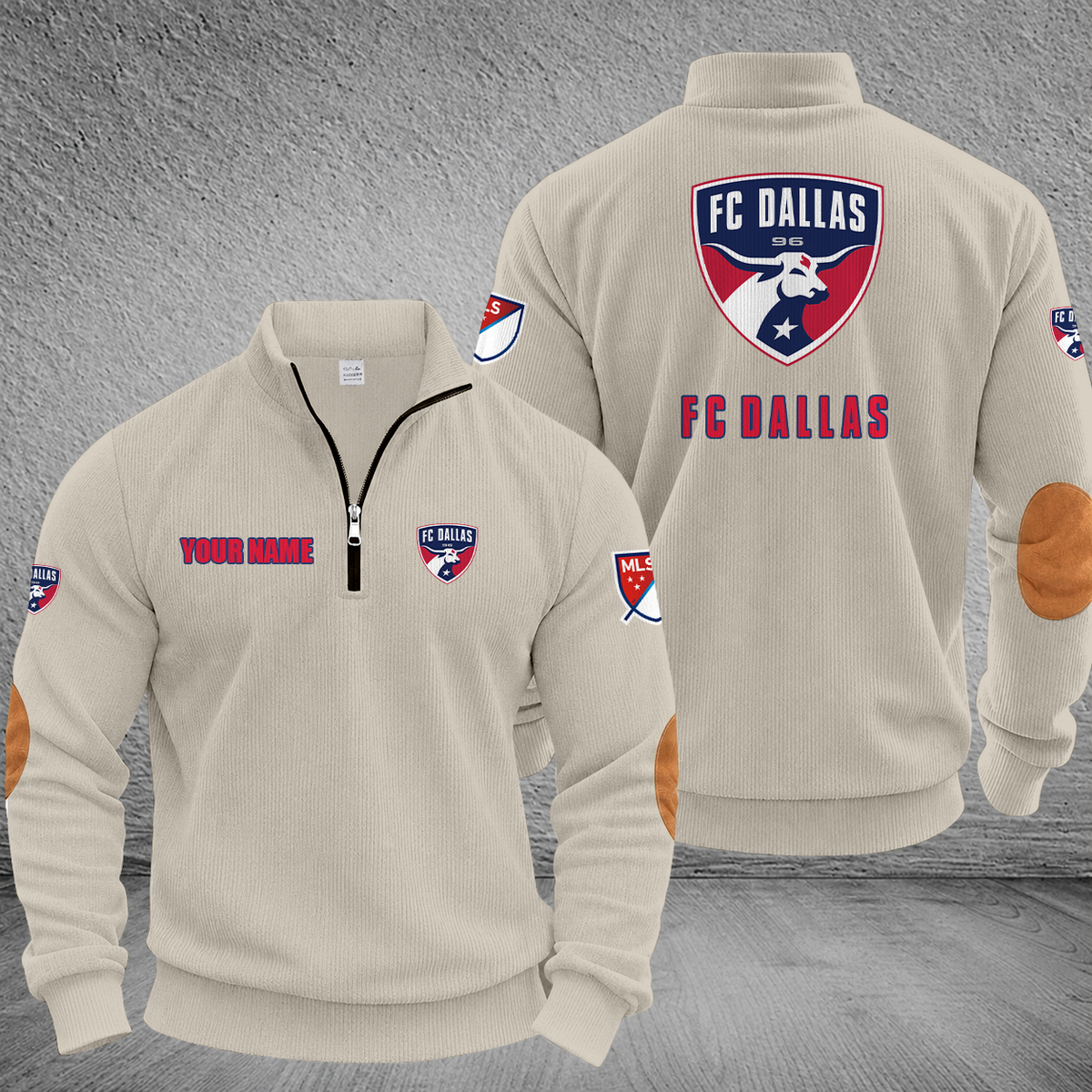 [FAN EXCLUSIVE] NEW CUSTOMIZED MLS23 FCD FC DALLAS MULTICOLOR STRIPED QUATER ZIP SWEATSHIRT