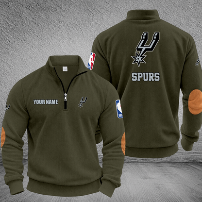 [HOT DEAL] NEW CUSTOMIZED NBA23 SAS SAN ANTONIO SPURS MULTICOLOR STRIPED QUATER ZIP SWEATSHIRT