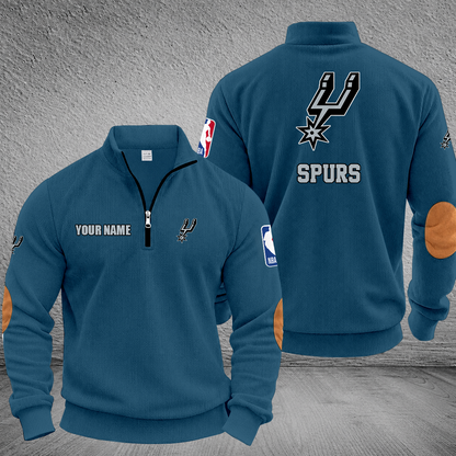 [HOT DEAL] NEW CUSTOMIZED NBA23 SAS SAN ANTONIO SPURS MULTICOLOR STRIPED QUATER ZIP SWEATSHIRT