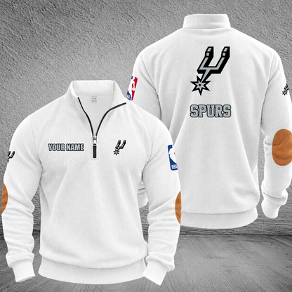[HOT DEAL] NEW CUSTOMIZED NBA23 SAS SAN ANTONIO SPURS MULTICOLOR STRIPED QUATER ZIP SWEATSHIRT