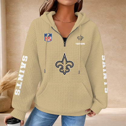 [SPECIAL OFFER] NEW CUSTOMIZED NFL24 NOS THE SAINTS QUARTER ZIP HOODIE