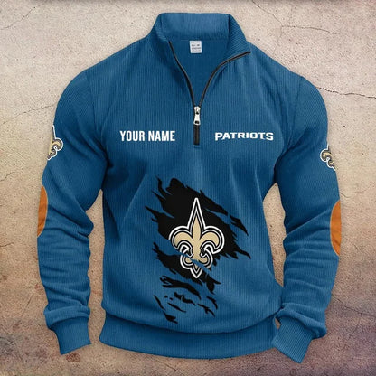 [SPECIAL OFFER] NEW CUSTOMIZED NFL24 NOS NEW ORLEANS SAINTS MULTICOLOR STRIPED QUATER ZIP SWEATSHIRT