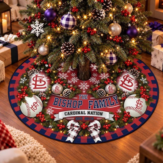 [FLASH SALE] FAMILY NAME & EST. MLB24 SLC THE CARDINALS CHRISTMAS TREE SKIRT