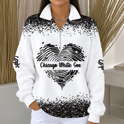 [FLASH SALE] NEW CUSTOMIZED MLB26 CWS THE WHITE SOX QUARTER ZIP RIBBED SWEATER