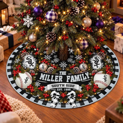 [FLASH SALE] FAMILY NAME & EST. MLB26 CWS THE WHITE SOX CHRISTMAS TREE SKIRT