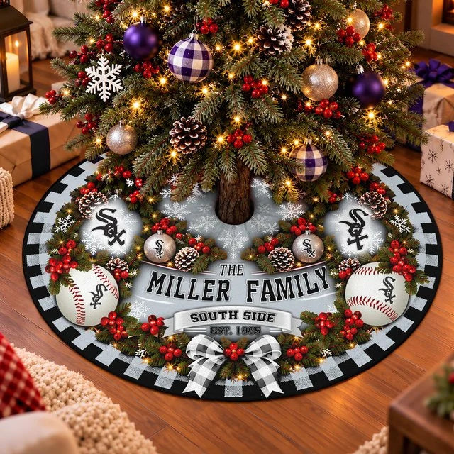 [FLASH SALE] FAMILY NAME & EST. MLB26 CWS THE WHITE SOX CHRISTMAS TREE SKIRT
