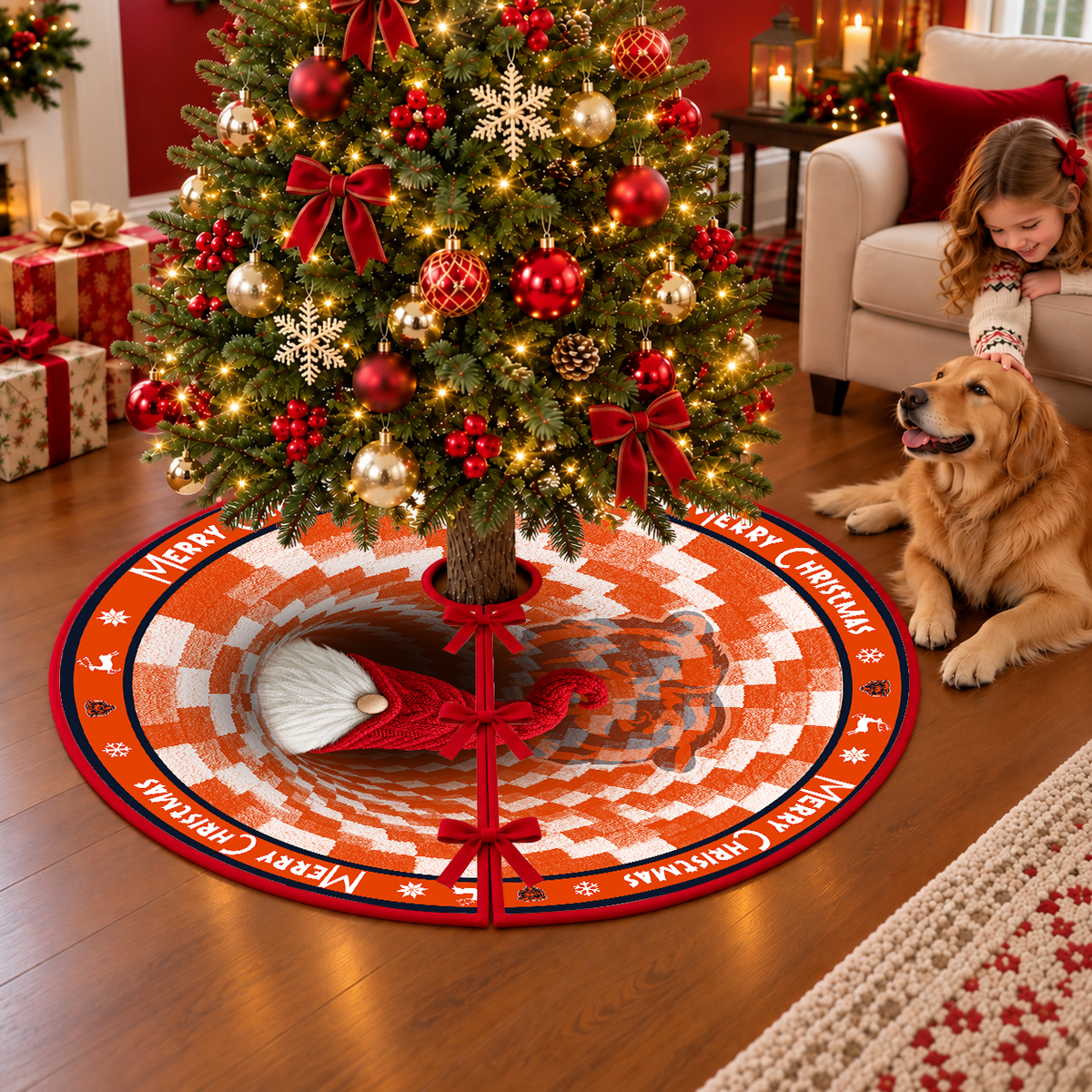 [SPECIAL OFFER] NEW CUSTOMIZED NFL26 CCB THE BEARS CHRISTMAS TREE SKIRT