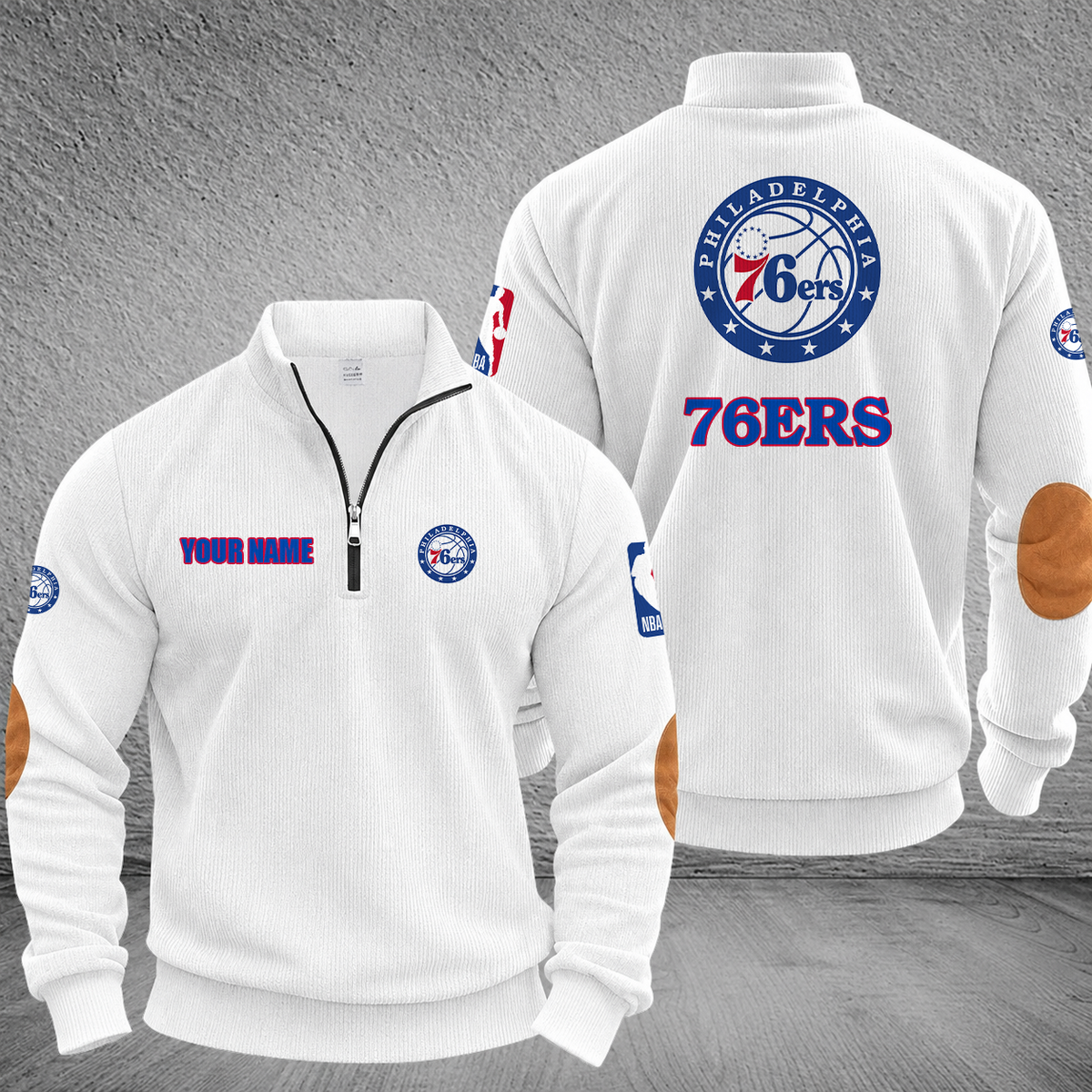 [HOT DEAL] NEW CUSTOMIZED NBA26 P76 PHILADELPHIA 76ERS MULTICOLOR STRIPED QUATER ZIP SWEATSHIRT