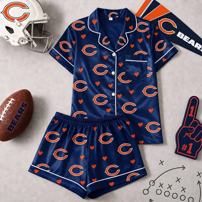 [SPECIAL OFFER] NEW CUSTOMIZED NFL26 CCB CHICAGO BEARS SHORT-SLEEVE PAJAMAS SET
