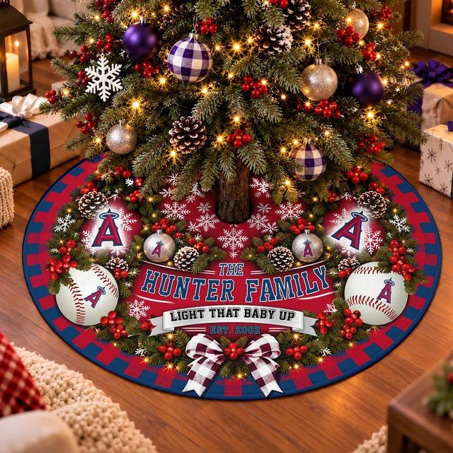 [FLASH SALE] FAMILY NAME & EST. MLB27 LAA THE ANGELS CHRISTMAS TREE SKIRT