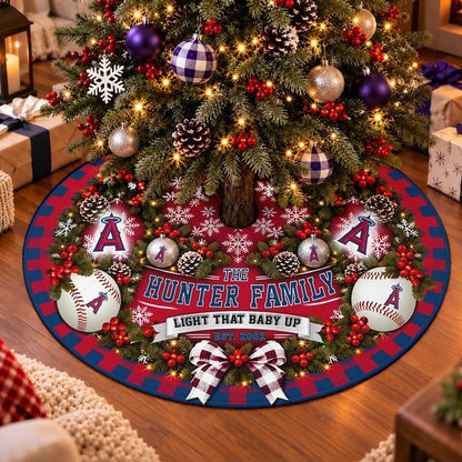[FLASH SALE] FAMILY NAME & EST. MLB27 LAA THE ANGELS CHRISTMAS TREE SKIRT