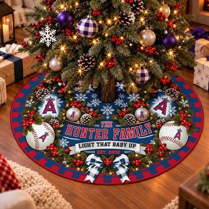 [FLASH SALE] FAMILY NAME & EST. MLB27 LAA THE ANGELS CHRISTMAS TREE SKIRT
