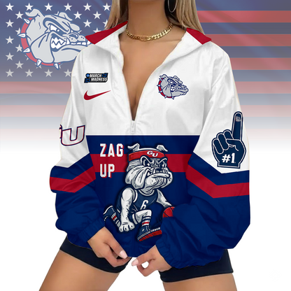 [FAN FAVORITE] NEW CUSTOMIZED MAM NCAA27 GOB GO BULLDOGS V-NECK ZIPPER SWEATSHIRT JACKET