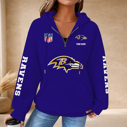 [SPECIAL OFFER] NEW CUSTOMIZED NFL28 BTR THE RAVENS QUARTER ZIP HOODIE