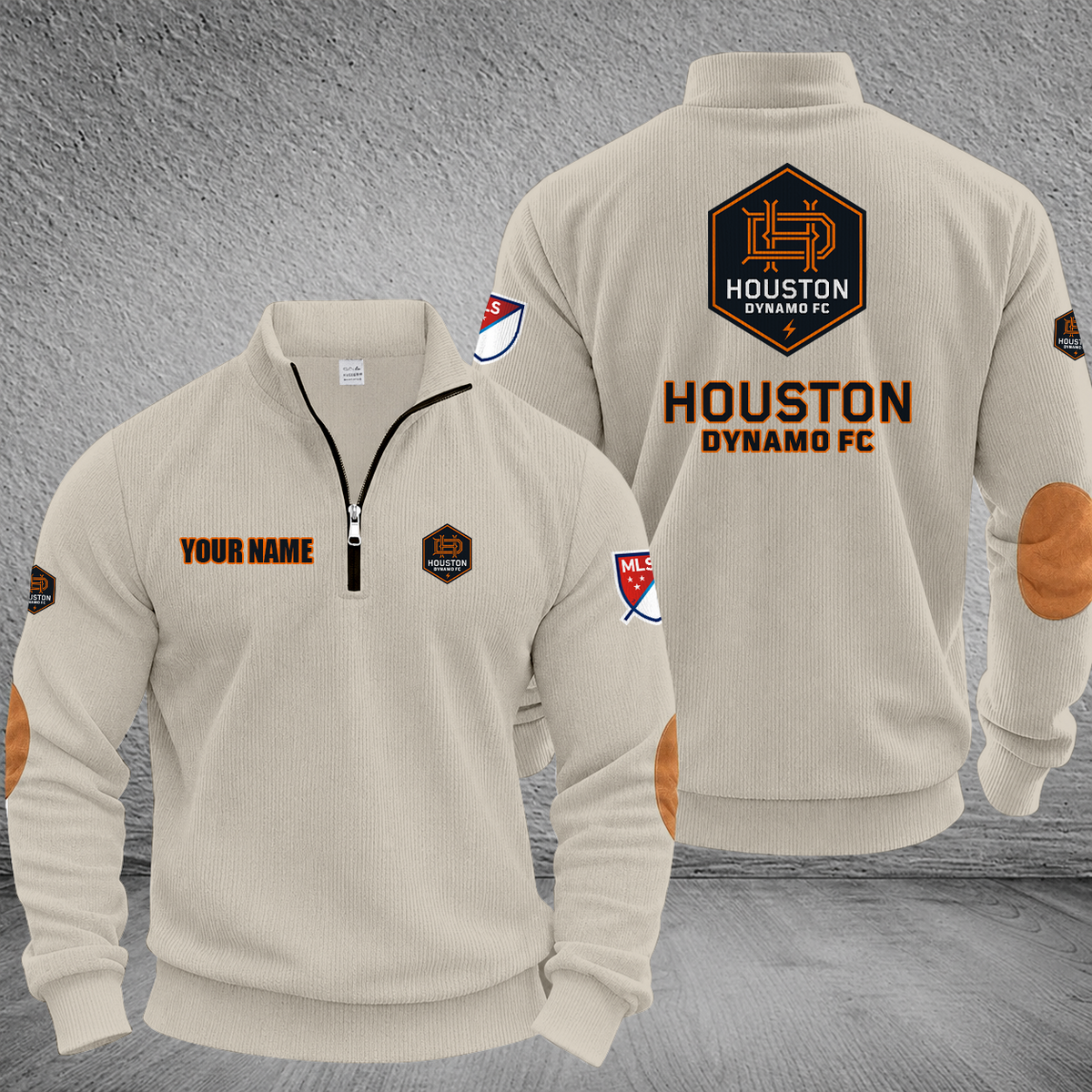 [FAN EXCLUSIVE] NEW CUSTOMIZED MLS28 HDF HOUSTON DYNAMO FC MULTICOLOR STRIPED QUATER ZIP SWEATSHIRT