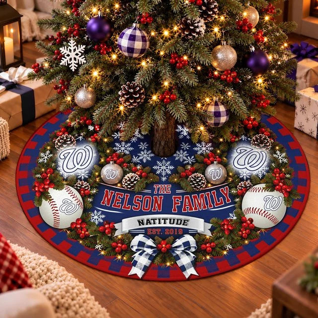 [FLASH SALE] FAMILY NAME & EST. MLB28 WNS THE NATIONALS CHRISTMAS TREE SKIRT