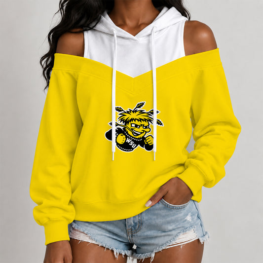 [BIG DEAL] PERSONALIZED UNI28 WSU WICHITA STATE SHOCKERS WOMEN'S OFF-SHOULDER HOODIE