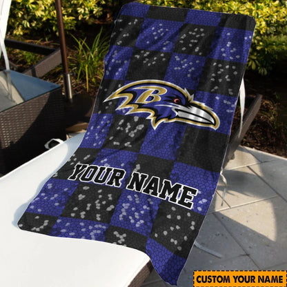 [SPECIAL OFFER] NEW CUSTOMIZED NFL28 BTR BALTIMORE RAVENS BEACH TOWEL