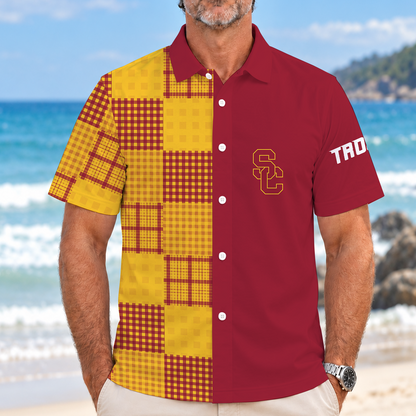 [BIG SALE] PERSONALIZED UNI03 USC USC TROJANS SHORT-SLEEVE HAWAIIAN SHIRT
