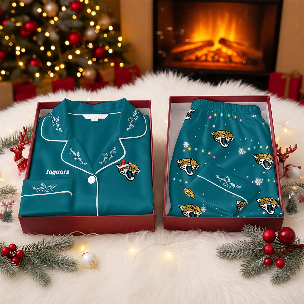 [SPECIAL OFFER] NEW CUSTOMIZED NFL30 JSJ THE JAGUARS LONG-SLEEVE PAJAMA SET