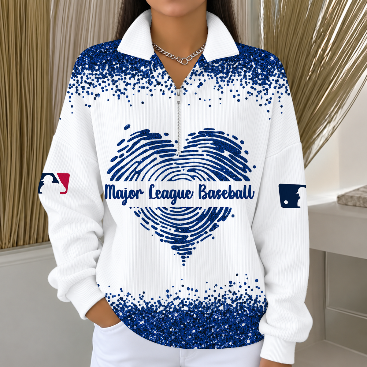 [FLASH SALE] NEW CUSTOMIZED MLB31 MAJOR LEAGUE BASEBALL QUARTER ZIP RIBBED SWEATER