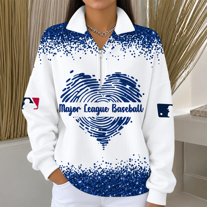 [FLASH SALE] NEW CUSTOMIZED MLB31 MAJOR LEAGUE BASEBALL QUARTER ZIP RIBBED SWEATER
