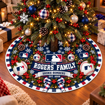 [FLASH SALE] FAMILY NAME & EST. MLB31 MAJOR LEAGUE BASEBALL CHRISTMAS TREE SKIRT