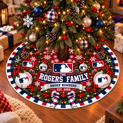 [FLASH SALE] FAMILY NAME & EST. MLB31 MAJOR LEAGUE BASEBALL CHRISTMAS TREE SKIRT