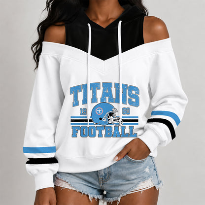 [SPECIAL OFFER] NEW CUSTOMIZED NFL31 TST THE TITANS WOMEN'S OFF-SHOULDER HOODIE