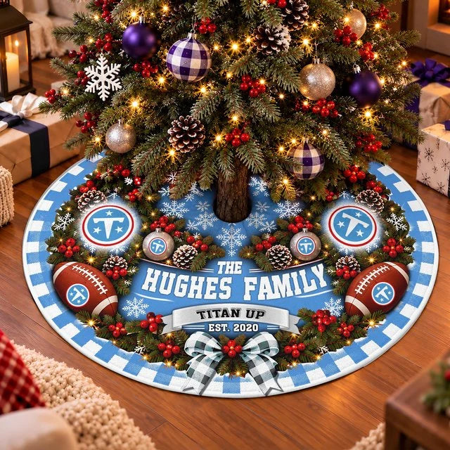 [SPECIAL OFFER] FAMILY NAME & EST. NFL31 TST THE TITANS CHRISTMAS TREE SKIRT