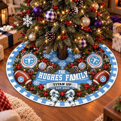 [SPECIAL OFFER] FAMILY NAME & EST. NFL31 TST THE TITANS CHRISTMAS TREE SKIRT