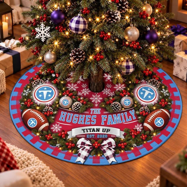 [SPECIAL OFFER] FAMILY NAME & EST. NFL31 TST THE TITANS CHRISTMAS TREE SKIRT