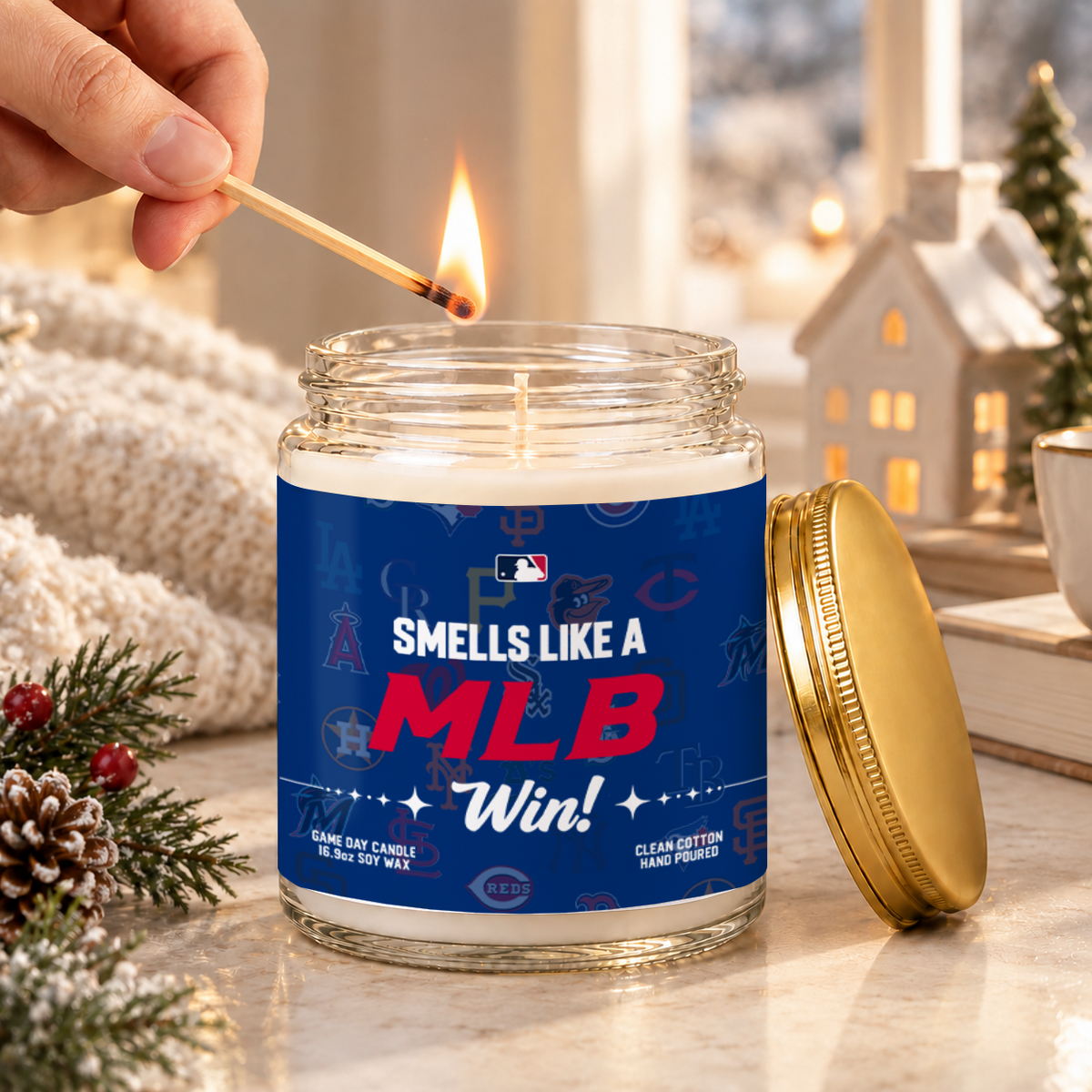 [FLASH SALE] NEW CUSTOMIZED MLB32 ALL TEAMS FROSTED GLASS CANDLE