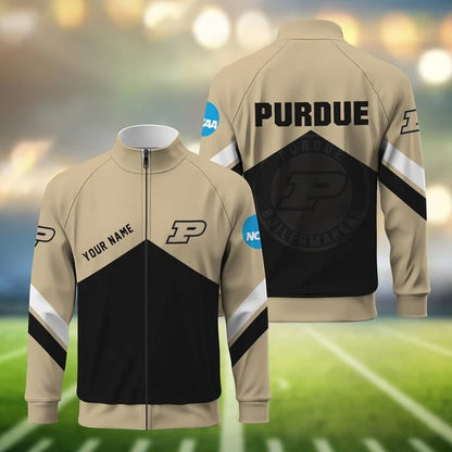 [BIG SALE] PERSONALIZED UNI32 PUB PURDUE BOILERMAKERS STAND COLLAR JACKET