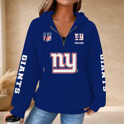 [SPECIAL OFFER] NEW CUSTOMIZED NFL32 NYG THE GIANTS QUARTER ZIP HOODIE