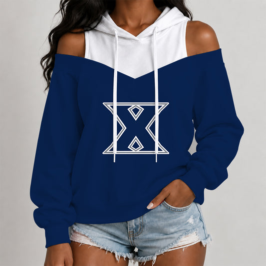 [BIG DEAL] PERSONALIZED UNI32 XAV XAVIER MUSKETEERS WOMEN'S OFF-SHOULDER HOODIE