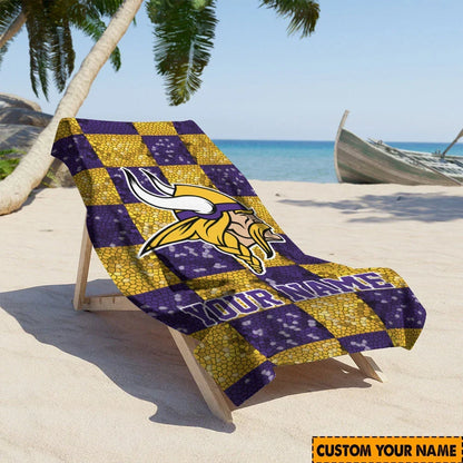 [SPECIAL OFFER] NEW CUSTOMIZED NFL05 MVK MINNESOTA VIKINGS BEACH TOWEL