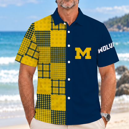 [BIG SALE] PERSONALIZED UNI06 MIW MICHIGAN WOLVERINES SHORT-SLEEVE HAWAIIAN SHIRT