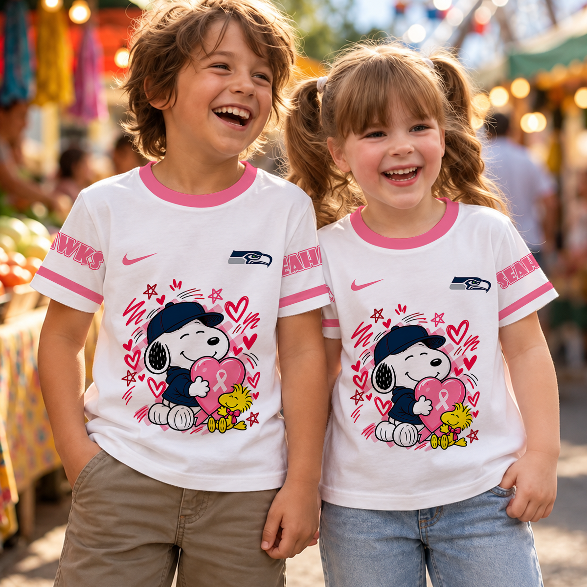 [SPECIAL OFFER] NEW CUSTOMIZED NFL06 SSH THE SEAHAWKS KIDS' BREAST CANCER T-SHIRT
