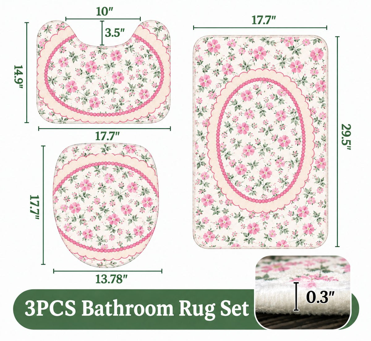 [SPECIAL OFFER] NEW CUSTOMIZED NFL15 HTT HOUSTON TEXANS 3-PIECE BATHROOM RUG SET